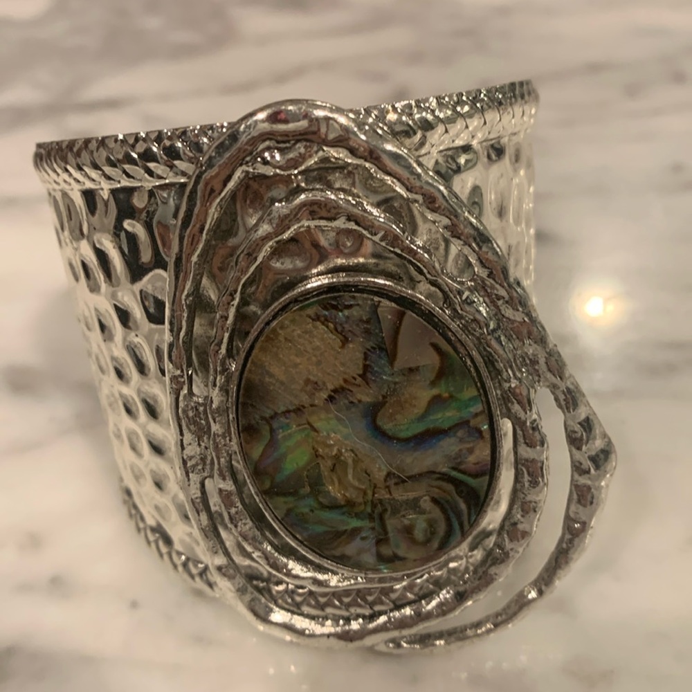 New statement, abalone hammered cuff